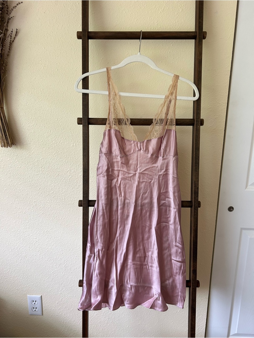 Victoria's Secret Dusty Rose Silk  Lace-Trim Slip